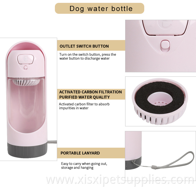Factory Wholesale 300ml Portable Pet Drinking Water Bottle For Dog With Filter